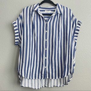 Madewell Striped Central Drapey Collard Button Down Shirt